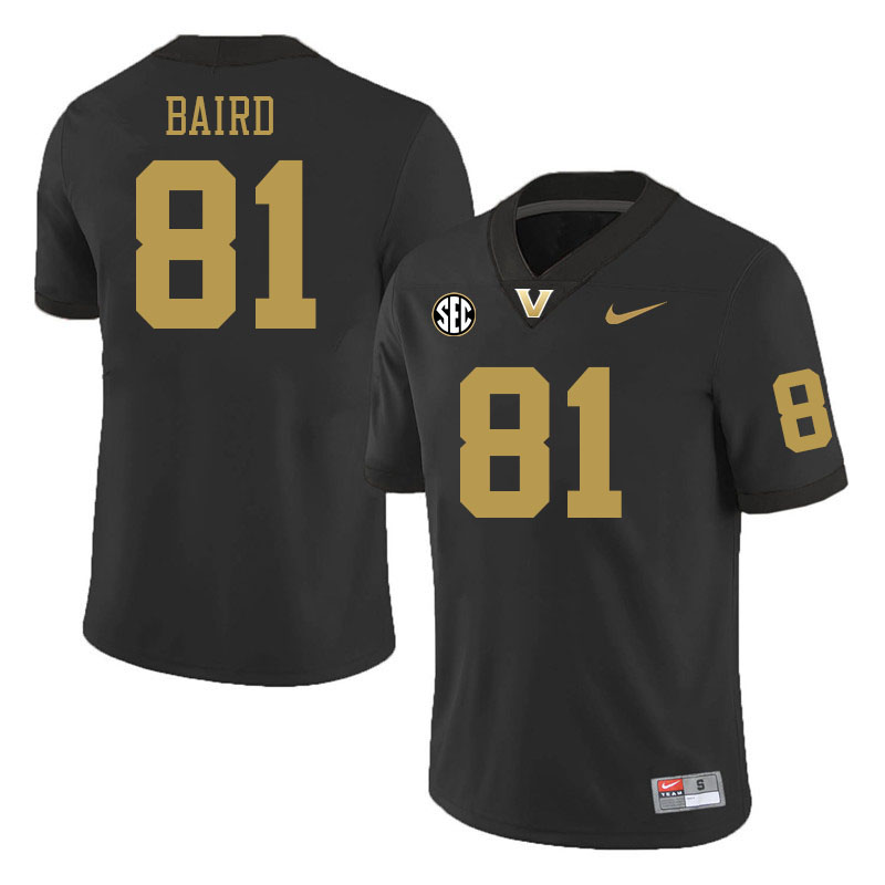 Vanderbilt Commodores #81 Hutch Baird College Football Jerseys 2024 Uniforms Stitched-Black